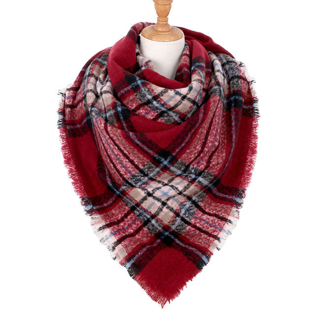 Burgundy Classic Plaid Check Scarf Blanket Warm Plaid Check Scarf Plaid Wrap, accent your look with this soft, highly versatile plaid muffler. A rugged staple brings a classic look, adds a pop of color & completes your outfit, keeping you cozy & toasty. Perfect Gift Birthday, Holiday, Christmas, Anniversary, Valentine's Day