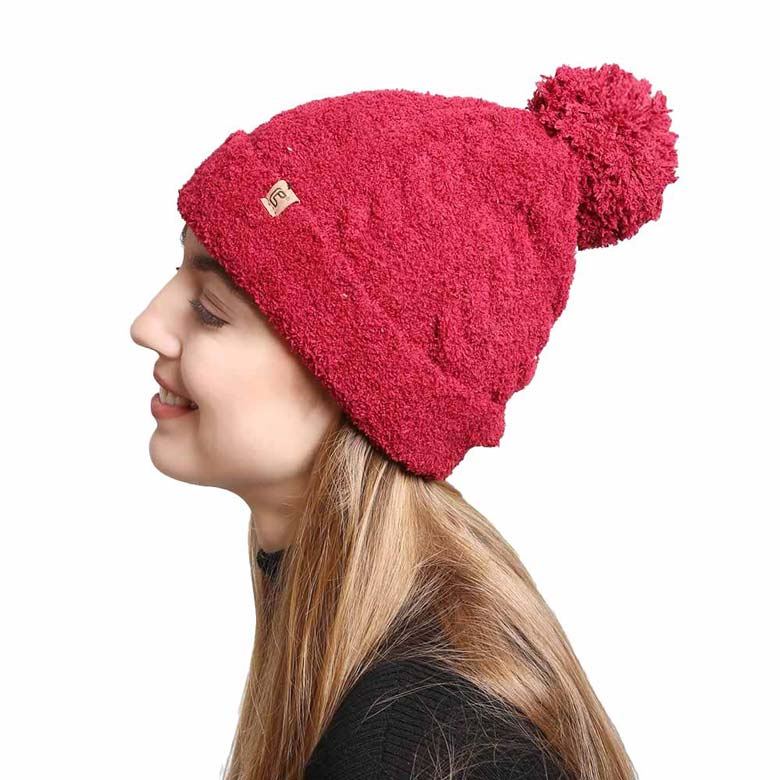 Burgundy Solid Color Pom-Pom Beanie, Coordinate with any outfit before going out in the winter or cold days for perfect warmth and comfortability in perfect style. It keeps you warm, toasty, and totally unique everywhere. It's an awesome winter gift accessory for Birthdays, Christmas, Stocking stuffers, holidays, anniversaries, and Valentine's Day to friends, family, and loved ones. Happy winter!