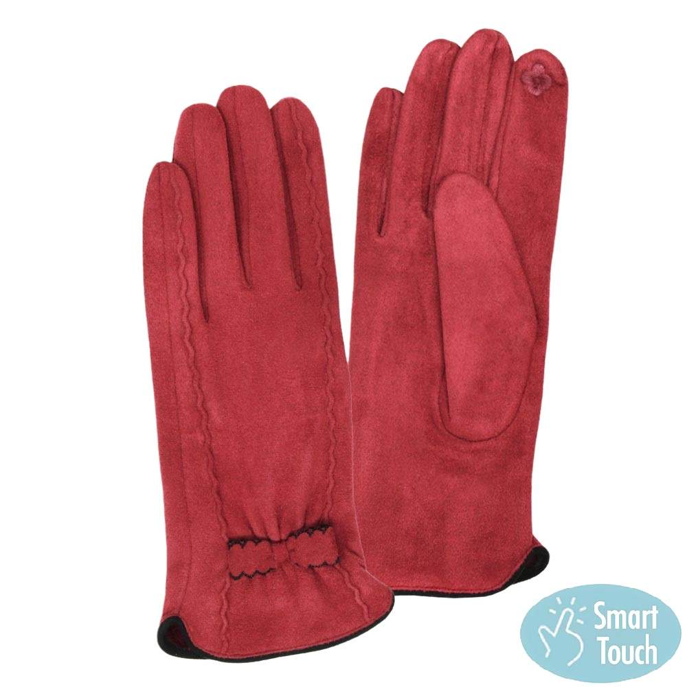 Burgundy Smart Touch Gloves easy phone use, Chain Plaid Gloves warm comfy faux suede trendy, elegant cold weather design, finished with a hint of stretch for comfort & flexibility. Tech-friendly ideal for staying on the go. Birthday Gift, Christmas Gift, Valentine's Day Gift, Anniversary Gift, Regalo de Navidad