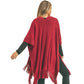 Burgundy Trim Detail Fringe Kimono. Crafted with high-quality material which makes it durable, comfortable to wear, and super breathable. This kimono has an open front that gives the decent personality and most stylish peeks. Give a style boost to any of your outfits with this gorgeous kimono collection. These fringe kimono enhance the beauty of the piece. Suitable for Holiday, Casual or any Occasions in Spring, Summer and Autumn.  