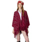 Burgundy Zebra Patterned Crochet Poncho, on-trend & fabulous will surely amp up your beauty in perfect style. A luxe addition to any cold-weather ensemble. The perfect accessory, luxurious, trendy, super soft chic capelet. It keeps you warm and toasty in winter & cold weather. You can throw it on over so many pieces elevating any casual outfit! Perfect Gift for Wife, Mom, Birthday, Holiday, Anniversary, or Fun Night Out. Have a comfortable winter!