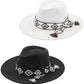 C C Vegan Felt Panama Brim Hat with Aztec Trim Band, the beautiful design of this Panama Hat makes you stand out and can coordinate with any outfit while going out. Whether basking under the summer sun at the beach, lounging by the pool, or kicking back with friends at the lake, this awesome Panama hat can keep you cool and comfortable even when the sun is high. It's large, comfortable, and perfect for keeping the sun off your face, neck, and shoulders.