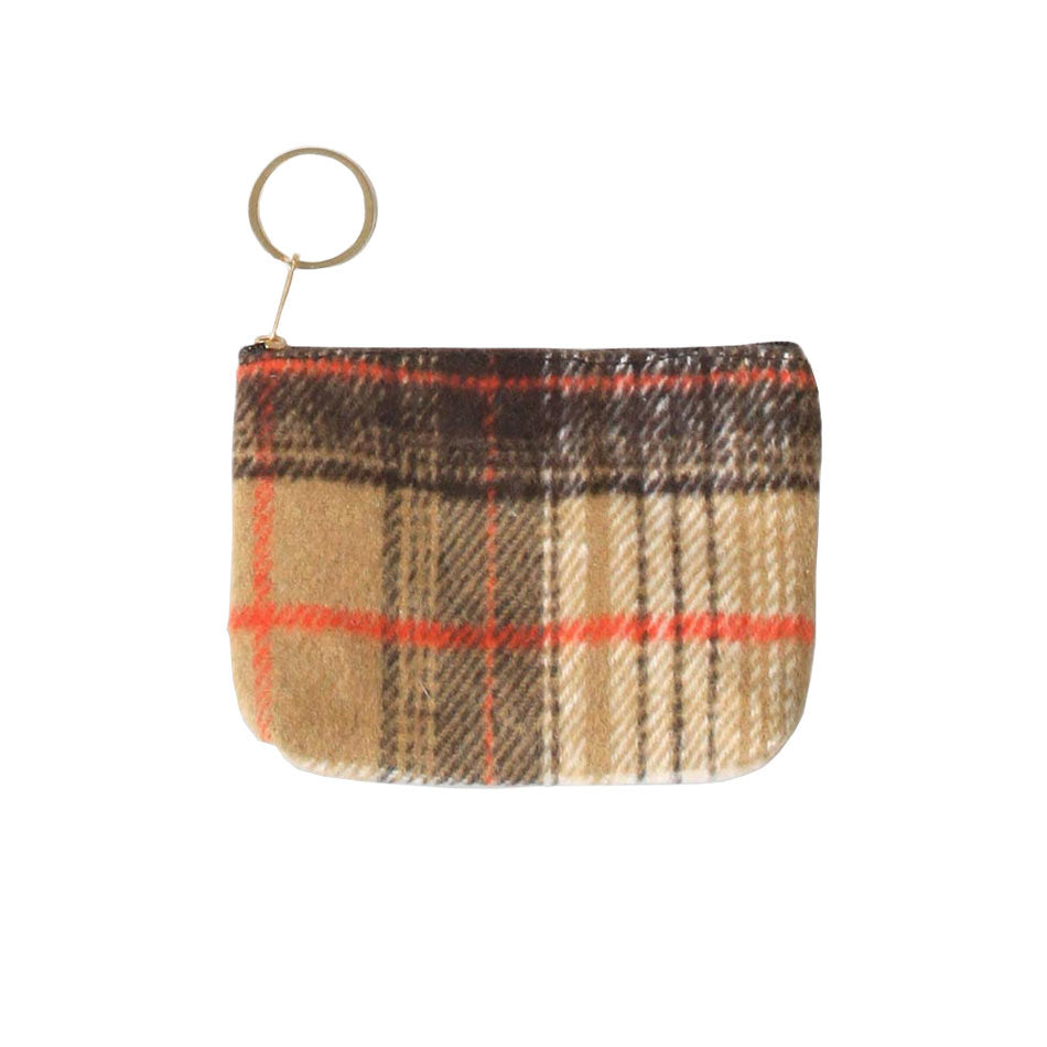 Camel Plaid Check Coin Card Purse, is light and simple yet beautiful. Perfect for carrying makeup, money, credit cards, keys, or coins. It comes with a wristlet for easy carrying. Put it in your bag and find it quickly with its catchy colors. Absolutely perfect for running small errands while keeping your hands free. Nice gift for birthdays, holidays, Christmas, new year, etc.