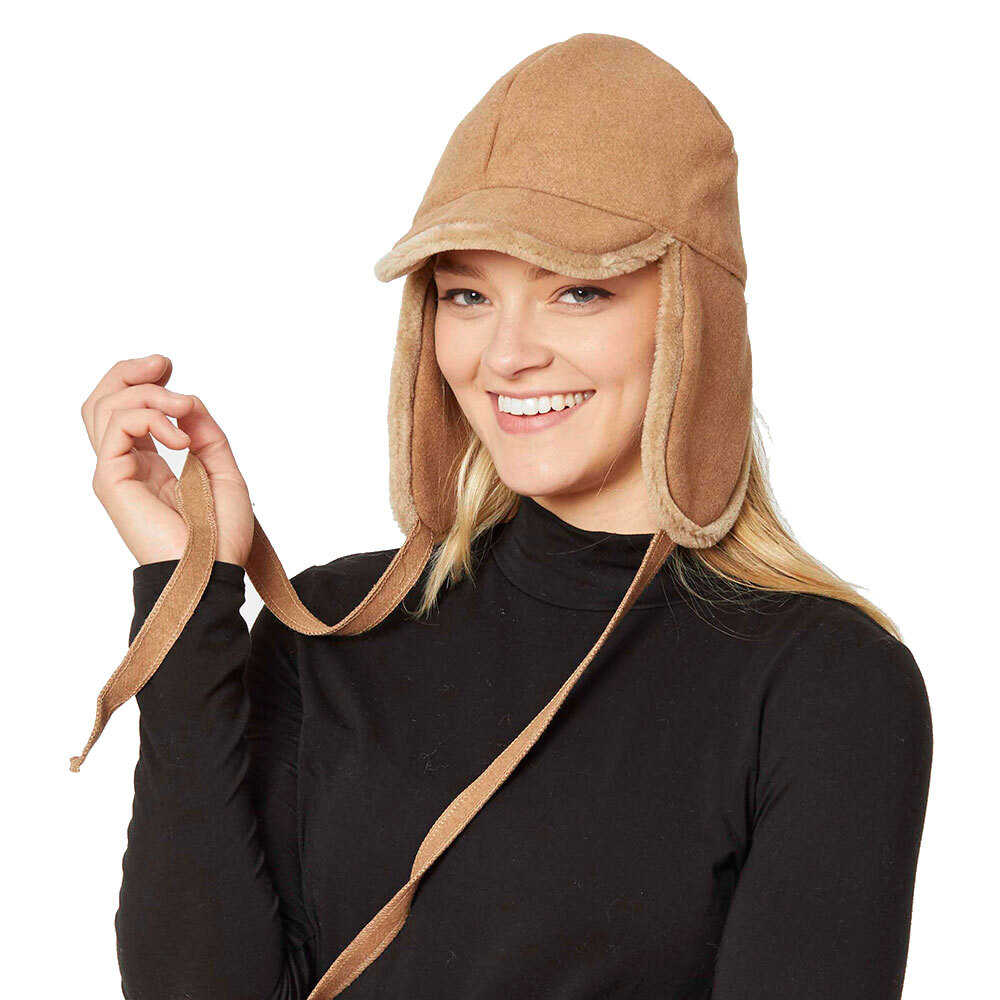 Camel Wool Trapper Ribbon Closure Hat Wool-Blend Trapper hat boasting a ribbon-strap with soft fur is very comfortable winter hat, it’s plush Ear Flaps will keep you so warm in the coldest weather. Tie your winter wardrobe together with this wool Trapper Hat! Perfect Gift Birthday, Christmas, Holiday, Anniversary, etc.