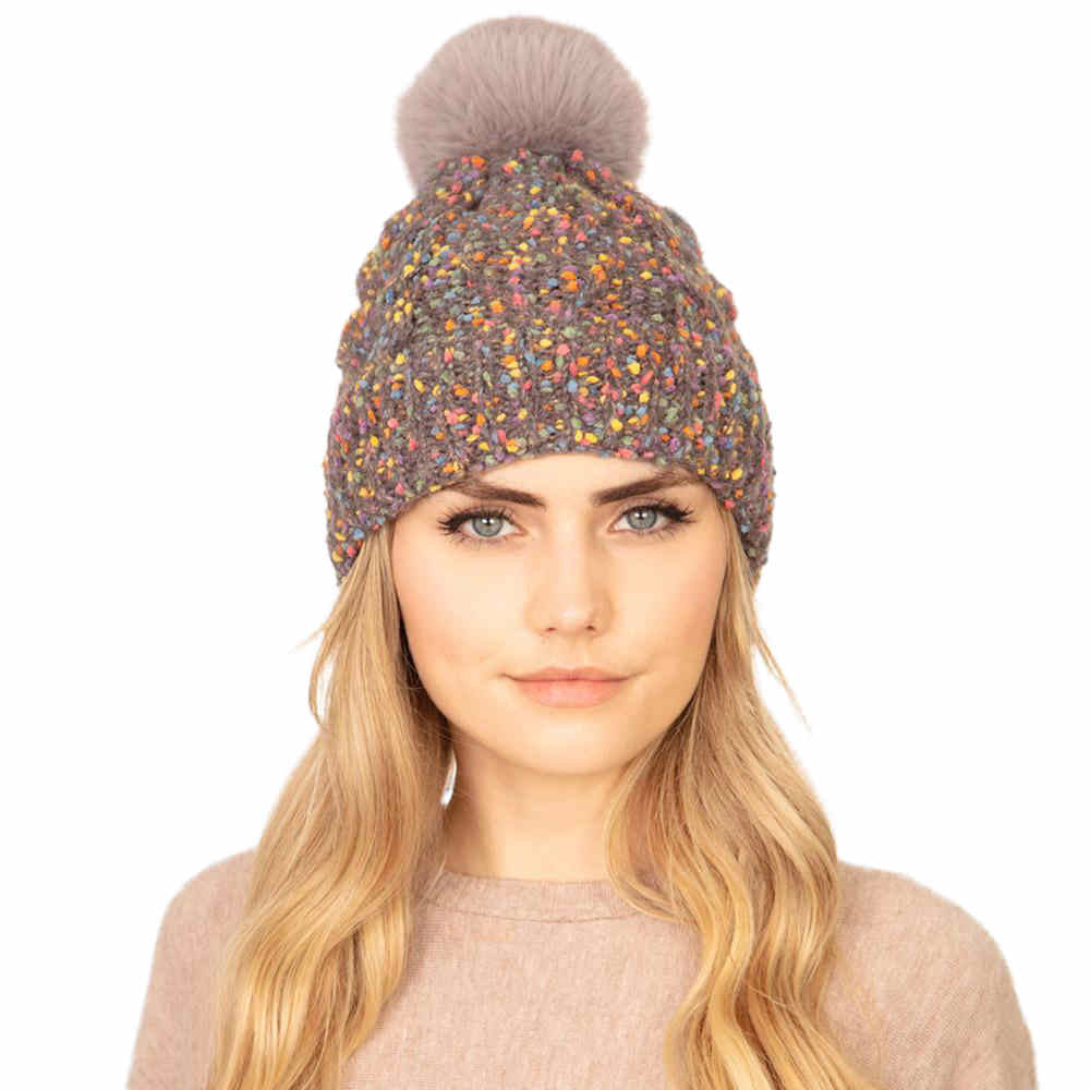 Charcoal Confetti Cable Knit Pom Pom Beanie Warm Winter Hat; reach for this classic toasty hat to keep you nice n warm in the chilly winter weather, the wintry touch finish to your outfit. Perfect Gift Birthday, Christmas, Holiday, Anniversary, Stocking Stuffer, Secret Santa, Valentine's Day, Loved One, BFF