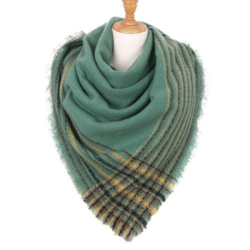 Classic Green Plaid Check Scarf Blanket Warm Green Plaid Check Scarf Plaid Wrap, accent your look with this soft, highly versatile plaid muffler. A rugged staple brings a classic look, adds a pop of color & completes your outfit, keeping you cozy & toasty. Perfect Gift Birthday, Holiday, Christmas, Anniversary, Valentine's Day