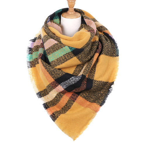 Classic Mustard Plaid Check Scarf Blanket Warm Mustard Plaid Check Scarf Plaid Wrap, accent your look with this soft, highly versatile plaid muffler. A rugged staple brings a classic look, adds a pop of color & completes your outfit, keeping you cozy & toasty. Perfect Gift Birthday, Holiday, Christmas, Anniversary, Valentine's Day