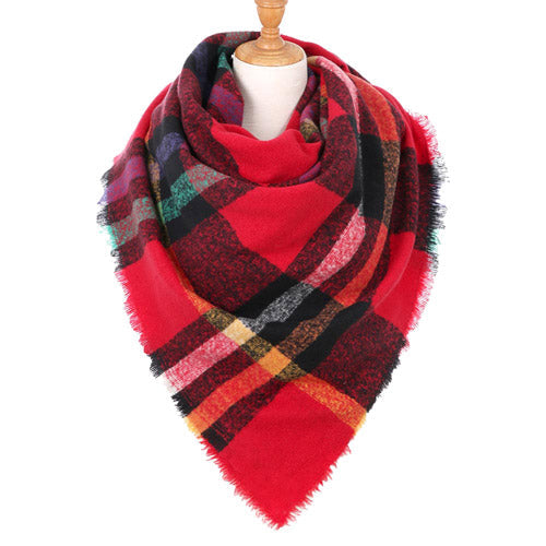 Classic Red Plaid Check Scarf Blanket Warm Red Plaid Check Scarf Plaid Wrap, accent your look with this soft, highly versatile plaid muffler. A rugged staple brings a classic look, adds a pop of color & completes your outfit, keeping you cozy & toasty. Perfect Gift Birthday, Holiday, Christmas, Anniversary, Valentine's Day