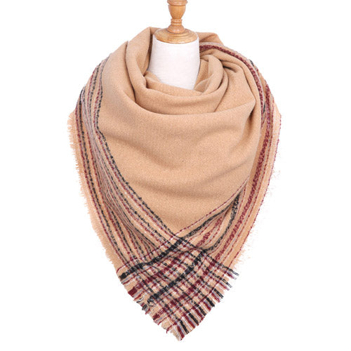 Classic Tan Plaid Check Scarf Blanket Warm Tan Plaid Check Scarf Plaid Wrap, accent your look with this soft, highly versatile plaid muffler. A rugged staple brings a classic look, adds a pop of color & completes your outfit, keeping you cozy & toasty. Perfect Gift Birthday, Holiday, Christmas, Anniversary, Valentine's Day