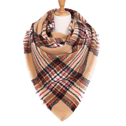 Classic Tan Plaid Check Scarf Blanket Warm Tan Plaid Check Scarf Plaid Wrap, accent your look with this soft, highly versatile plaid muffler. A rugged staple brings a classic look, adds a pop of color & completes your outfit, keeping you cozy & toasty. Perfect Gift Birthday, Holiday, Christmas, Anniversary, Valentine's Day