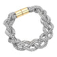 Clear Bling Braided Magnetic Bracelet, Glam up your look with this Magnetic bracelet featuring an alluring braided mesh design and high polish finish for extra sheen. The magnet clasp keeps the bracelet secure on your wrist and makes it easy to wear and take off. This wide braided bracelet works well as a statement jewelry piece. Awesome gift for birthday, Anniversary, Valentine’s Day or any special occasion.