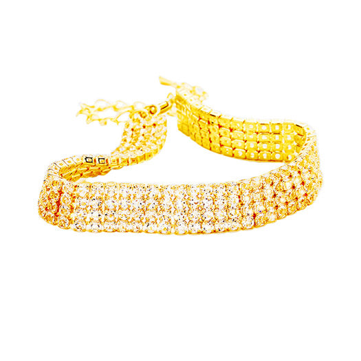 Clear Gold 4 Rows Pave CZ Tennis Evening Bracelet, 4 Rows of dazzling stone bracelet with adjustable hook. Look as regal on the outside as you feel on the inside, create that mesmerizing look you have been craving for! Put on a pop of color to complete your ensemble on any special occasion. Can go from the office to after-hours with ease, adds a sophisticated glow to any outfit. Perfect gift for Birthday, Anniversary, Mother's Day, Thanksgiving Day you, and Daily Wear.