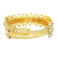 Clear Gold Rhinestone Crystal Pave Evening Bracelet; Look as regal on the outside as you feel on the inside, feel absolutely flawless. Fabulous fashion and sleek style adds a pop of pretty color to your attire, coordinate with any ensemble from business casual to everyday wear