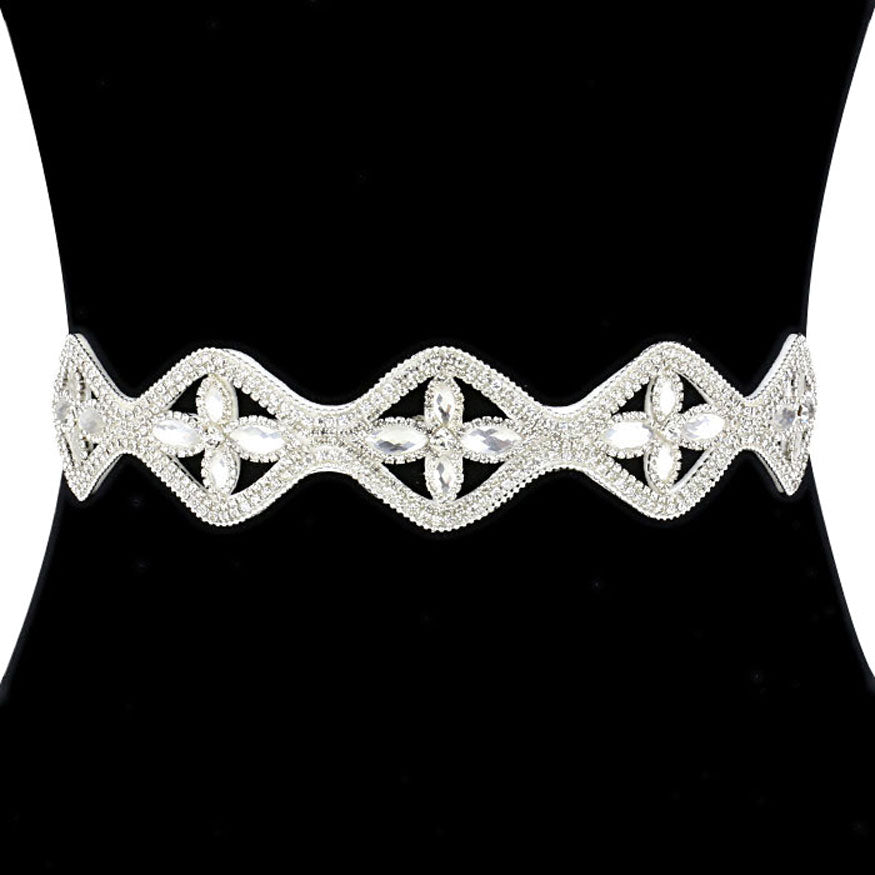 Clear Silver Glass crystal marquise sash ribbon bridal wedding belt Headband. This beautiful Crystal belt is a piece of jewelry for your gown. Sparkling ribbon decorated with fine workmanship, looks delicate and elegant. A stunning addition to wedding dress, bridesmaid dress, prom, party, graduation, formal or any other special occasion dresses.