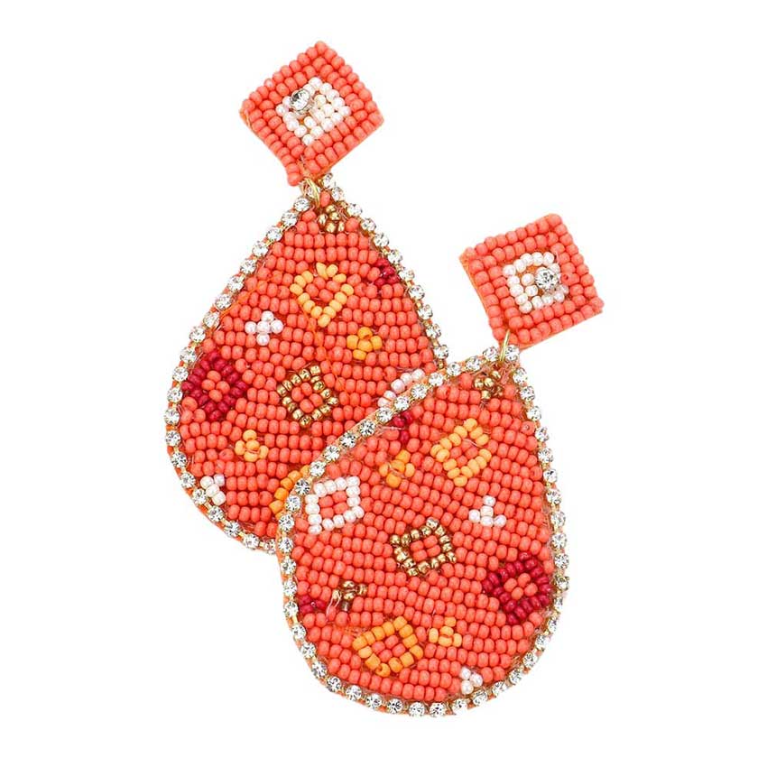 Coral Felt Back Teardrop Beaded Dangle Earrings, This beaded handcrafted jewelry that fits your lifestyle, adding a polished finish to your look. Enhance your attire with these beautiful artisanal earrings to show off your fun trendsetting style. Lightweight and comfortable for wearing all day long. This is a fantastic gift for your loved ones.
