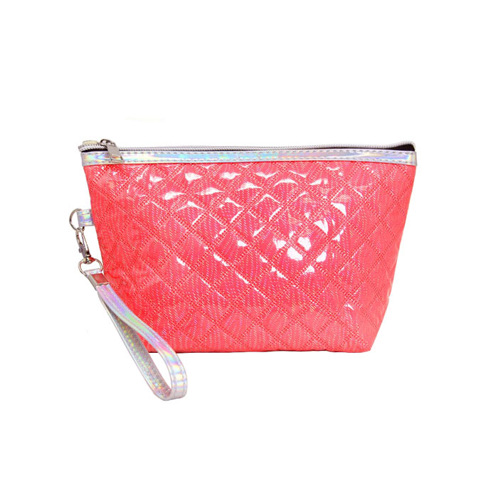 Coral Quilted Shiny Puffer Pouch Bag, small colorful shiny puffer pouch bag, perfect for money, credit cards, keys or coins, comes with a wristlet for easy carrying, light and simple. Put it in your bag and find it quickly with it's bright colors. Great for running small errands while keeping your hands free. 