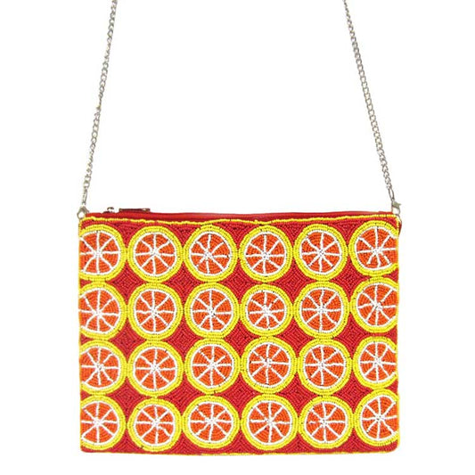 Coral Seed Beaded Orange Clutch Crossbody Bag, perfect for makeup, money, credit cards, keys or coins, comes with a wristlet for easy carrying, light and simple. Put it in your bag and find it quickly with it's bright colors. Great for running small errands while keeping your hands free. Look like the ultimate fashionista carrying this trendy seed beaded orange clutch crossbody bag!