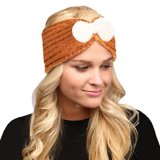 Coral Soft Knit Accented Plush Bow Detailed Warm Winter Headband Ear Warmer, soft & fuzzy ear warmer headband will shield your ears from wintry cold weather ensures all day comfort, shimmery headband creates trendy look, toasty & fashionable. Perfect Gift Birthday, Holiday, Christmas, Stocking Stuffer, Anniversary, Loved One