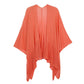 Coral Solid Knitted Mesh Trimmed Ruana , the perfect accessory, luxurious, trendy, super soft chic capelet, keeps you warm and toasty. You can throw it on over so many pieces elevating any casual outfit! Perfect Gift for Wife, Mom, Birthday, Holiday, Christmas, Anniversary, Fun Night Out