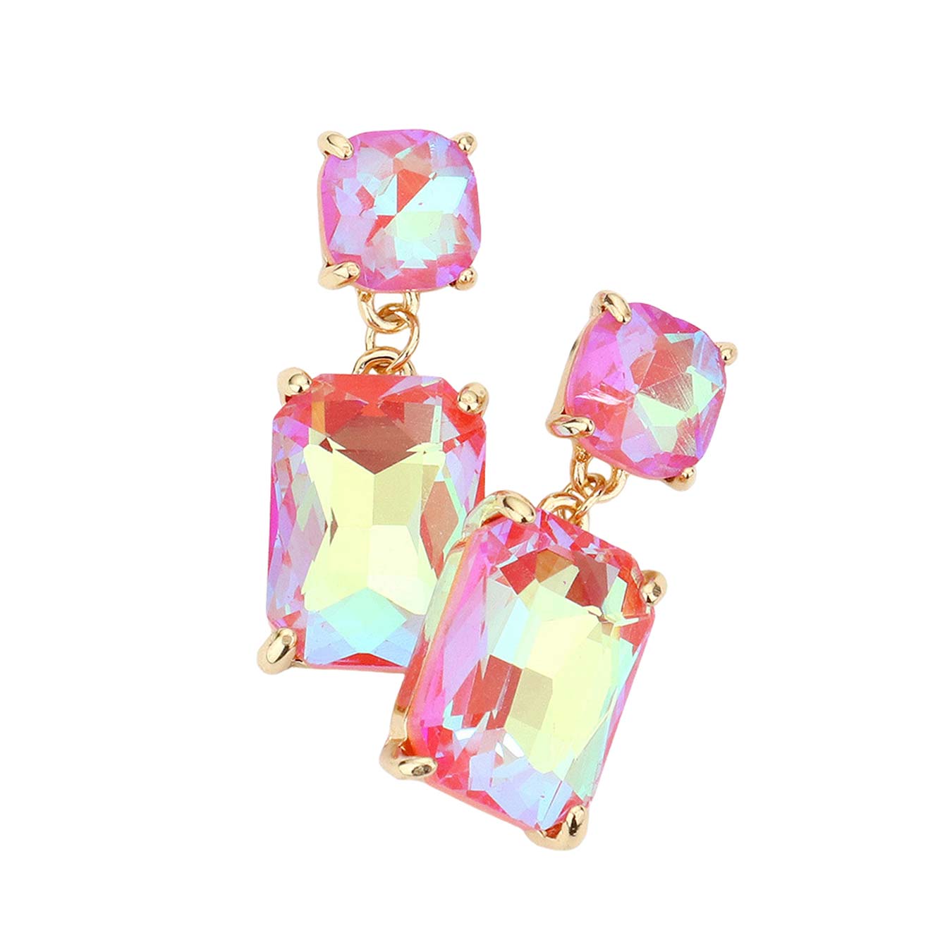 Coral Square Rectangle Link Dangle Evening Earrings, Beautiful Square Rectangle shaped dangle earrings. These elegant, comfortable earrings can be worn all day to dress up any outfit. The elegance of these earrings puts on a pop of color to complete your ensemble. The perfect accessory for adding just the right amount of shimmer and a touch of class to special events.