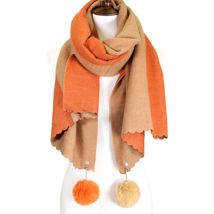Coral Willow Super Soft Cashmere Feel Two Side Pom Pom Scarf Warm Cashmere Feel Reversible Pom Pom Scarf, Accent your look with this soft, highly versatile rectangular scarf, can wear be worn as a scarf or a shawl. A rugged staple that brings a classic look with warm weather intentions, to your fashionable look. This modish oversized tartan scarf pairs well with your attire, is an easy choice to fight against the cold of winter.