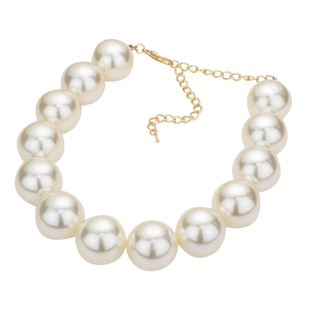 Cream Gold Pearl Ball Necklace. These pearl themed necklace earrings sets are Elegant. Beautifully crafted design adds a glow to your gorgeous outfit, necklace that will create your glamorous look. Suitable for wear Party, Wedding, Engagement, Anniversary, Date Night or any special events. Perfect Birthday, Anniversary, Mother's Day & Graduation Gift, Prom Jewelry, Just Because Gift, Thank you Gift.