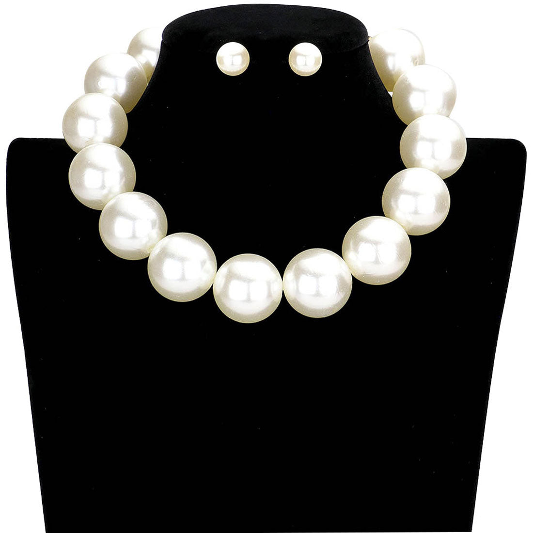 Cream Gold Pearl Ball Necklace. These pearl themed necklace earrings sets are Elegant. Beautifully crafted design adds a glow to your gorgeous outfit, necklace that will create your glamorous look. Suitable for wear Party, Wedding, Engagement, Anniversary, Date Night or any special events. Perfect Birthday, Anniversary, Mother's Day & Graduation Gift, Prom Jewelry, Just Because Gift, Thank you Gift.