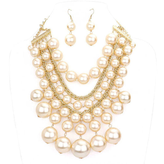 Cream Gold Pearl Cluster Statement Necklace, delicately polished necklace will enhance your look, versatile enough for wearing straight through the week, perfectly lightweight for all-day wear, coordinate with any ensemble from business casual to everyday wear, the perfect addition to every outfit. Adds a touch of nature-inspired beauty to your look. 