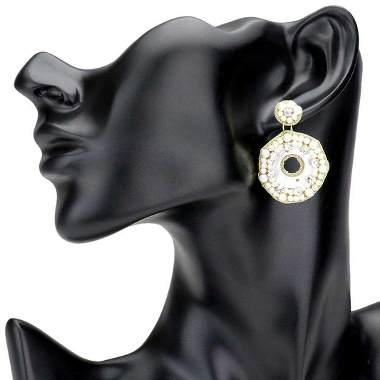 Cream Open Mother of Pearl Centered Dangle Earrings. Look like the ultimate fashionista with these Earrings! Add something special to your outfit ! It will be your new favorite accessory. Perfect Birthday Gift, Anniversary Gift, Mother's Day Gift, Graduation Gift, Prom Jewelry, Just Because Gift, Thank you Gift.