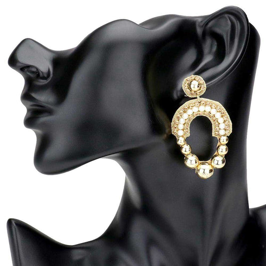 Cream Pearl Metal Ball Cluster Abstract Dangle Earrings. These gorgeous Pearl Metal pieces will show your class in any special occasion. The elegance of these Pearl Metal goes unmatched, great for wearing at a party! Perfect jewelry to enhance your look. Awesome gift for birthday, Anniversary, Valentine’s Day or any special occasion.