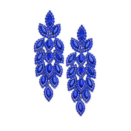 Blue Crystal Drop Earring, Classic, Elegant Crystal Stone Leaf Cluster Marquise Evening Earrings Crystal Leaf Earrings Marquise Earrings Special Occasion ideal for parties, weddings, graduation, prom, holidays, pair these stud back earrings with any ensemble for a polished look. Birthday Gift, Mother's Day Gift, Anniversary Gift, Quinceanera