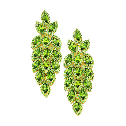 Olive Crystal Drop Earring, Classic, Elegant Crystal Stone Leaf Cluster Marquise Evening Earrings Crystal Leaf Earrings Marquise Earrings Special Occasion ideal for parties, weddings, graduation, prom, holidays, pair these stud back earrings with any ensemble for a polished look. Birthday Gift, Mother's Day Gift, Anniversary Gift, Quinceanera