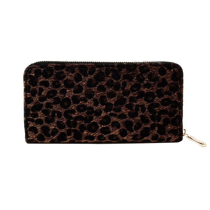 Dark Brown Lemy Leopard Print Faux Fur Zipper Wallet Leopard Faux Fur Wallet Faux Fur Leopard Wallet Animal Faux Fur Wallet, look like the ultimate fashionista even when carrying a small pouch for your money or credit cards. Great for when you need something small to carry or drop in your bag. Perfect  for Gift Birthday, Christmas, Anniversary, Stocking Stuffer, Secret Santa, Valentine's Day, etc