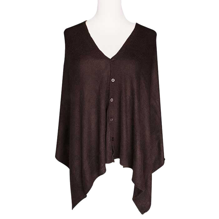 Dark Brown Solid Button Poncho, These famous multi-purpose ponchos are wonderfully versatile and can be worn in many different ways: as a poncho; a shrug; a cardigan; a scarf; a snood; and a shawl. Timeless beautiful Poncho is ensure your upper body stays perfectly warm when the temperatures drop. A fashionable eye catcher, will quickly become one of your favorite accessories, the thickness is perfect for autumn winter and spring, fine gift for women, girl, mom.