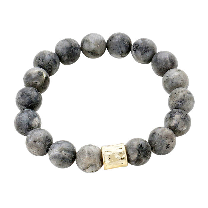 Dark Gray Semi precious stone beaded stretch bracelet, Look like the ultimate fashionista with these stretch bracelet! this stunning stone beaded bracelet can light up any outfit, and make you feel absolutely flawless. Fabulous fashion and sleek style adds a pop of pretty color to your attire, coordinate with any ensemble from business casual to everyday wear.