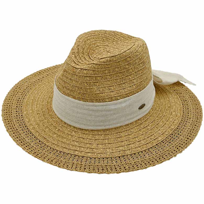 Dark Natural C C Decorative Net Pattern Panama Sunhat, a beautiful & comfortable panama sunhat is suitable for summer wear to amp up your beauty & make you more comfortable everywhere. Excellent panama sunhat for wearing while gardening, traveling, boating, on a beach vacation, or to any other outdoor activities.