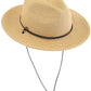 Dark Natural C.C Chin Strap Straw Panama Hat. Keep your styles on even when you are relaxing at the pool or playing at the beach. Large, comfortable, and perfect for keeping the sun off of your face, neck, and shoulders Perfect summer, beach accessory. Ideal for travelers who are on vacation or just spending some time in the great outdoors.