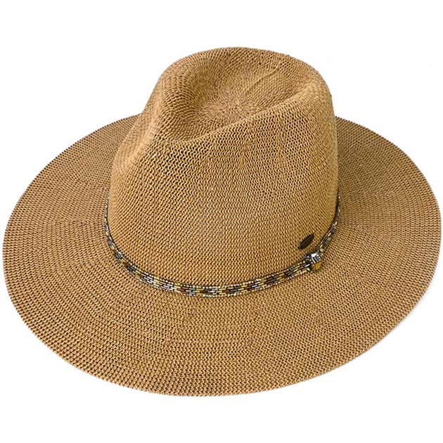 Dark Natural C.C Rhinestone Bugle Bead Trim Panama Hat, get ready with this rhinestone panama hat to receive the best compliments on any special occasion. It looks so pretty, bright, and elegant on any special occasion. These panama hats are perfect for parties, Weddings, Evenings, bridal parties, and any other special occasion.