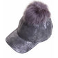 Dark Grey C.C Vintage Style Faux Leather Pom Pom Baseball Cap Summer Sun Hat; comfy cap great for a bad hair day, pull your bun or ponytail thru the back opening, keep hair away from face while exercising, running, playing sports or just taking a walk. Perfect Birthday Gift, Mother's Day Gift, Anniversary Gift, Thank you Gift