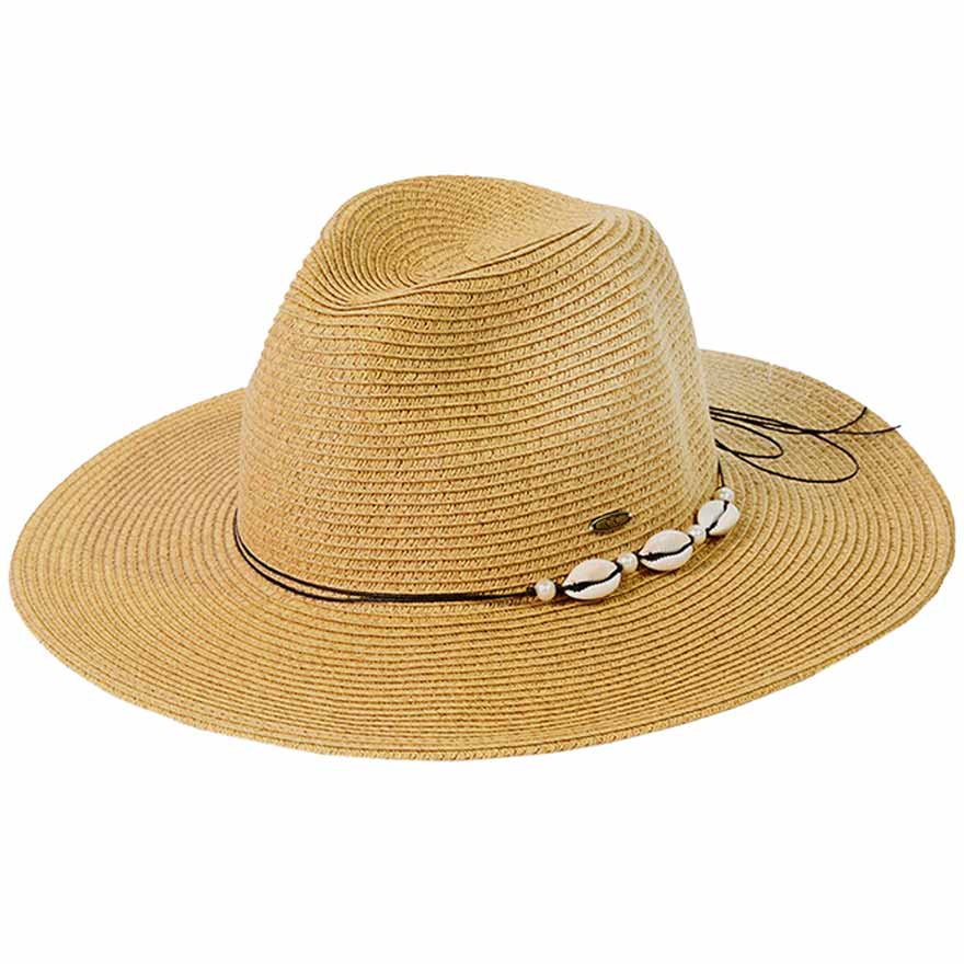 Darknatural C.C Shell And Pearl Trim Band Panama Sunhat, Keep your styles on even when you are relaxing at the pool or playing at the beach. Large, comfortable, and perfect for keeping the sun off of your face, neck, and shoulders. Perfect summer, beach accessory. Ideal for travelers who are on vacation or just spending some time in the great outdoors. A great sunhat can keep you cool and comfortable even when the sun is high in the sky. 