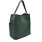 Deep Green 2in1 Chic Satchel Side Pocket With Long Strap Bucket Bag, This casual crossbody bucket bag is super soft Vegan leather and has convenient side pockets to carry water bottles, phones, or glasses and a removable zipper pouch. Gold hardware. Extra bag inside and strap to make it a crossbody. Perfect for carrying around your stuff, this bag is big enough for all your daily essentials. 