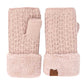 Dusty Rose C.C Smocking Stitch Pattern Fingerless Gloves. Comfortable, soft brushed poly stretch knit, finished with a hint of stretch for comfort and flexibility. Wear as fingerless gloves or cover up as mitten, either way you will love these glitters in soft neutral colors. Perfect Gift Birthday, Christmas, Stocking Stuffer, Secret Santa, Holiday, Anniversary, Valentine's Day, Loved One.