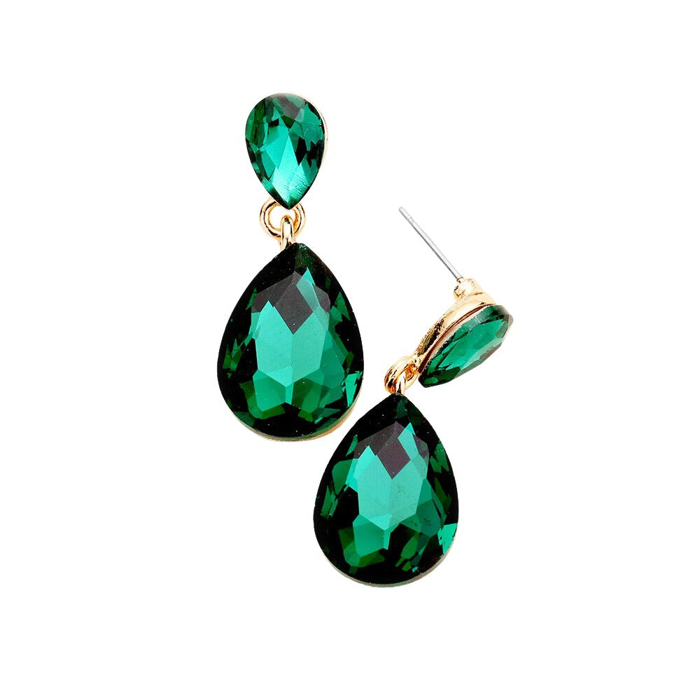 Emerald Glass Crystal Teardrop Dangle Earrings, these teardrop earrings put on a pop of color to complete your ensemble & make you stand out with any special outfit. The beautifully crafted design adds a gorgeous glow to any outfit on special occasions. Crystal Teardrop sparkling Stones give these stunning earrings an elegant look. Perfectly lightweight, easy to wear & carry throughout the whole day. 