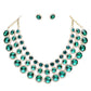 Emerald Crystal Pave Trim Round Evening Necklace, Beautifully crafted design adds a gorgeous glow to any outfit. Jewelry that fits your lifestyle! Perfect for adding just the right amount of shimmer & shine and a touch of class to special events. Perfect Birthday Gift, Anniversary Gift, Mother's Day Gift, Valentine's Day Gift, Just Because Gift, Thank you Gift.