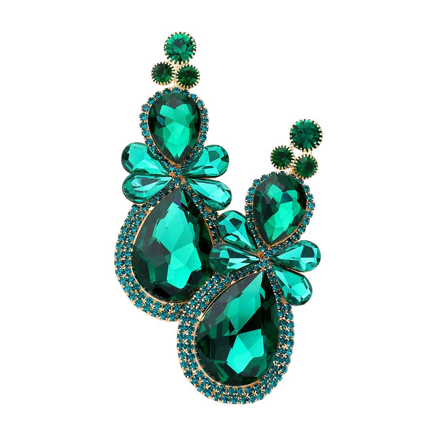 Emerald Teardrop Accented Dangle Evening Earrings, are beautifully decorated to dangle on your earlobes on special occasions for making you stand out from the crowd. Wear these evening earrings to show your unique yet attractive & beautiful choice. Perfect gift for Birthdays, anniversaries, Graduation, and Prom Jewelry.