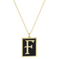 Gold Dipped Enamel Rectangle Monogram Pendant Necklace