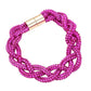 Fuchsia Bling Braided Magnetic Bracelet, Glam up your look with this Magnetic bracelet featuring an alluring braided mesh design and high polish finish for extra sheen. The magnet clasp keeps the bracelet secure on your wrist and makes it easy to wear and take off. This wide braided bracelet works well as a statement jewelry piece. Awesome gift for birthday, Anniversary, Valentine’s Day or any special occasion.