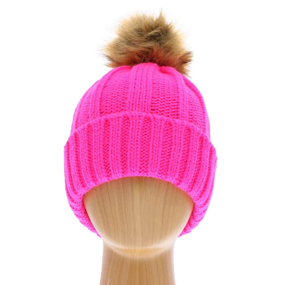 Fuchsia Chunky Knit Cuffed Pom Pom Single Layered Beanie Hat, Before running out the door into the cool air, you’ll want to reach for this pom pom beanie to keep you incredibly warm. Whenever you wear this beanie hat, you'll look like the ultimate fashionista. Accessorize the fun way with this Chunky Knit pom pom hat, it's the autumnal touch you need to finish your outfit in style.