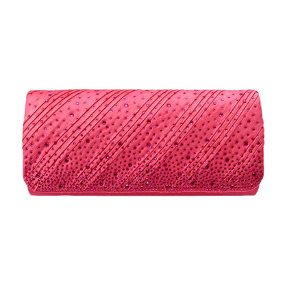 Fuchsia Diagonal Line Detailed Bling Evening Clutch Crossbody Bag. Look like the ultimate fashionista with these Crossbody bags! Add something special to your outfit! This fashionable bag will be your new favorite accessory. Perfect Birthday Gift, Anniversary Gift, Mother's Day Gift, Graduation Gift, Valentine's Day Gift.