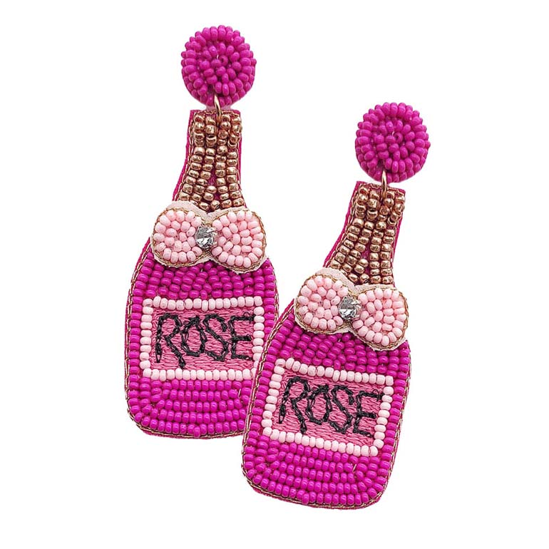 Fuchsia Felt Back Seed Beaded Champagne Dangle Earrings, are beautifully crafted earrings that dangle on your earlobes with a perfect glow to make you stand out and show your unique and beautiful look everywhere. Put on a pop of color to complete your ensemble in a stylish way with these Champagne dangle earrings. Perfect for adding just the right amount of shimmer & shine and a touch of ideal class to any occasion.